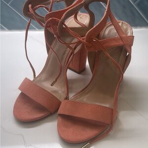 Elegant Coral Strappy Heels